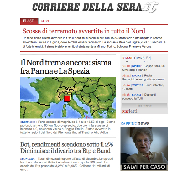 Screenshot di Corriere della Sera